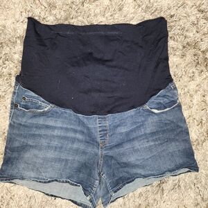 Women's Blue Denim Maternity Shorts